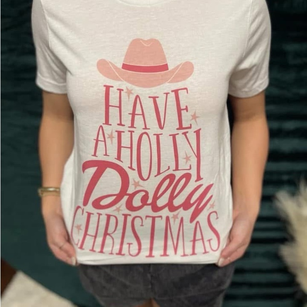 White and Pink 'Holly Dolly Christmas' T-Shirt